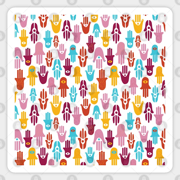 Colorful hand symbols pattern Magnet by Nosa rez